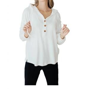 NEW ONE ELEVEN NORTH happier now henley hoodie in ivory